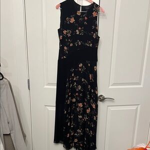 All Saints Black Floral Midi Dress